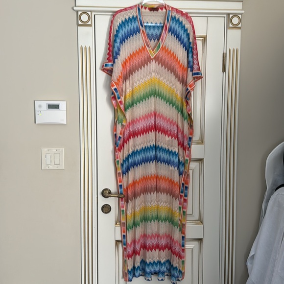Missoni Mare Zigzag-Print Long Caftan Coverup, Multi Size OS - Picture 4 of 7